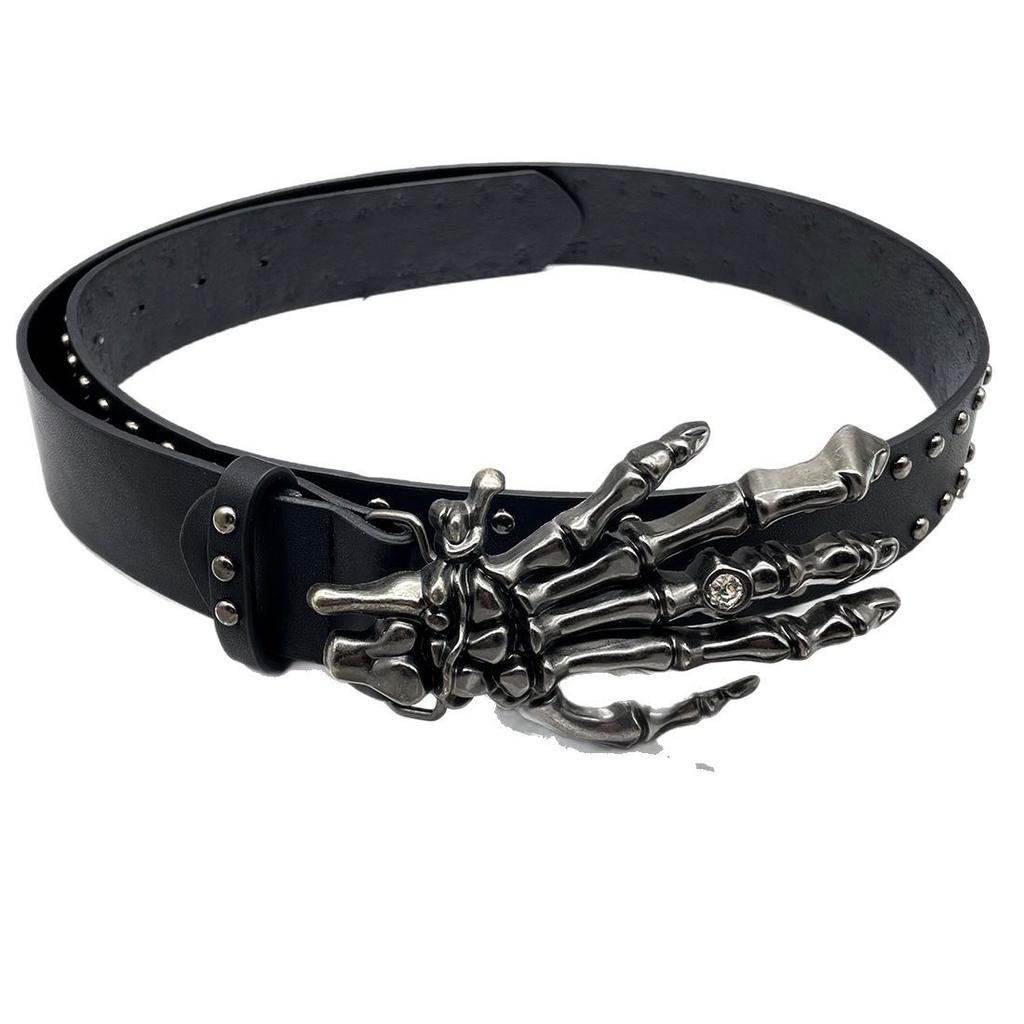 Skull Y2k Rivet Belt Men and Women Punk Style Personality Hip Hop Belt Fashion Versatile Decorative Belt Hipster
