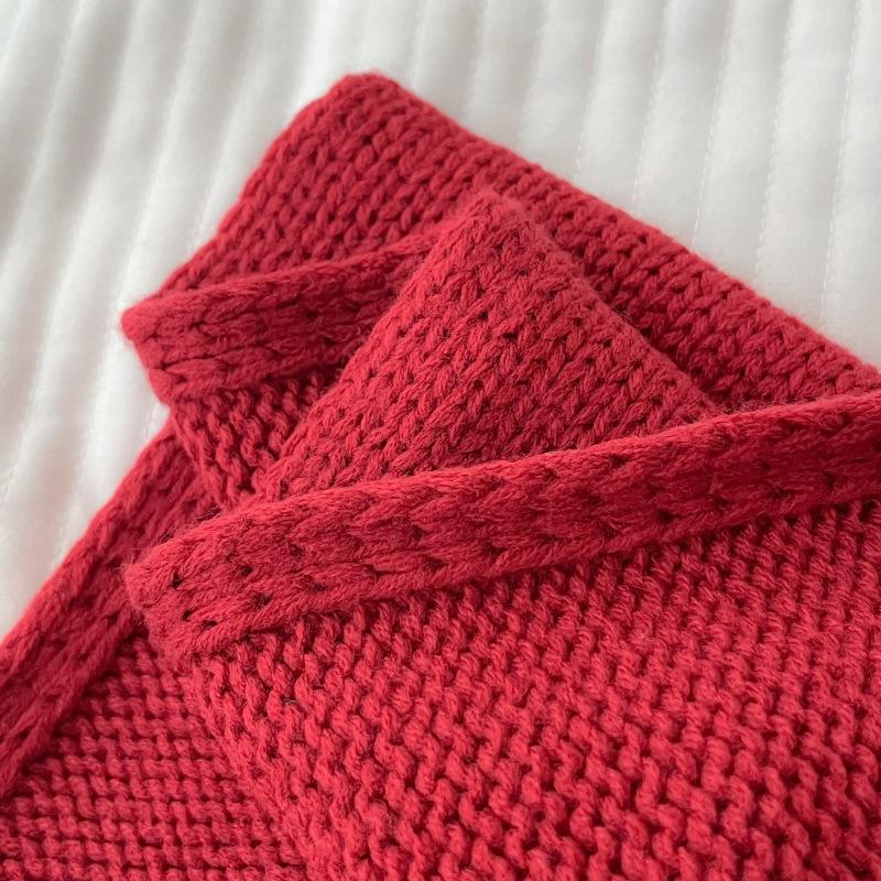 Autumn and Winter Sweet Rabbit Thickened Knitted Scarf Girls Keep Warm Cute Versatile College Style Fashion Wool Scarf