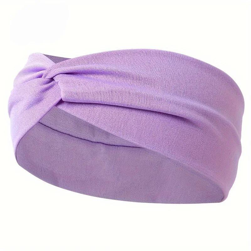 Simple Solid Color Cross Knotted Elastic Wide Headband Women Unisex Sports Yoga Hair Bands Headscarf Headwear