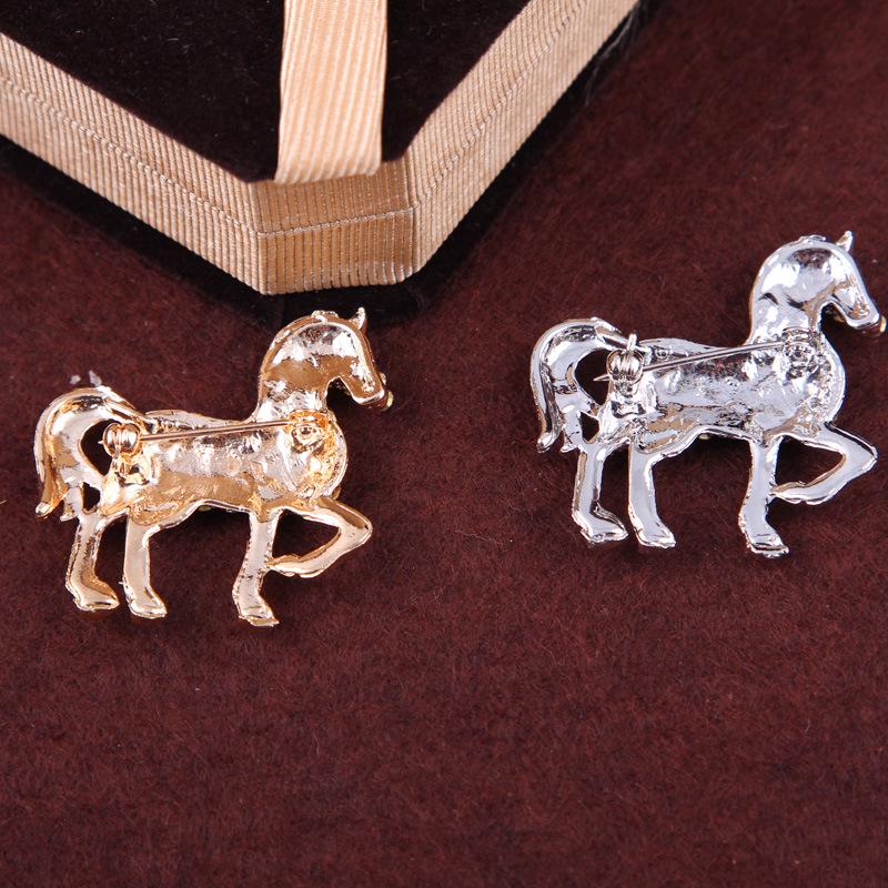 Fashion Rhinestone Animal Horse Brooch Pins Metal Crystal Corsage Suit Shirt Collar Luxulry Brooches Jewelry Accessories