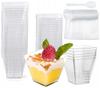 Square Containers Cups Mugs For Desserts Snacks 60Ml+ Spoons 50