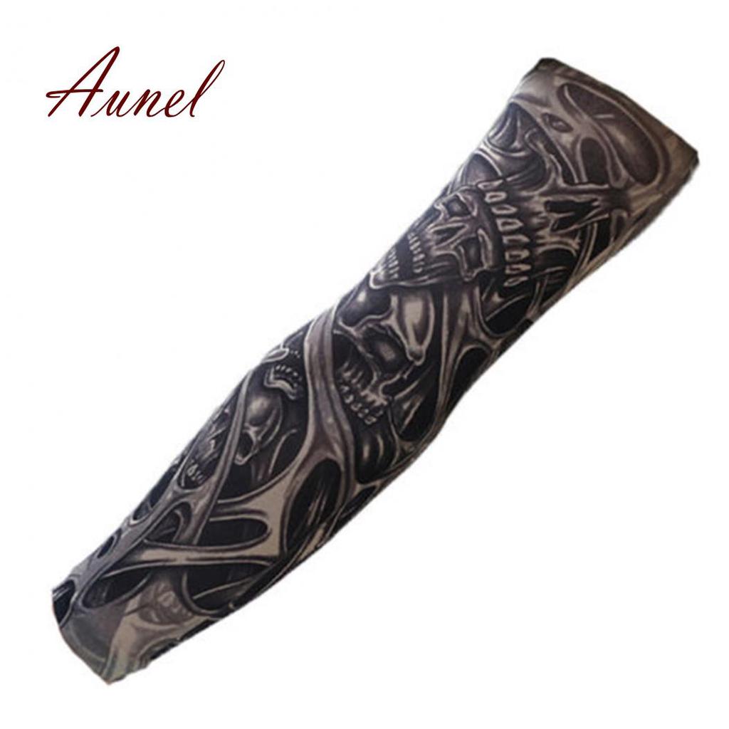 Fashionable Unisex Stretchy UV Protection Cycling Outdoor Fake Slip On Tattoo Arm Sleeve