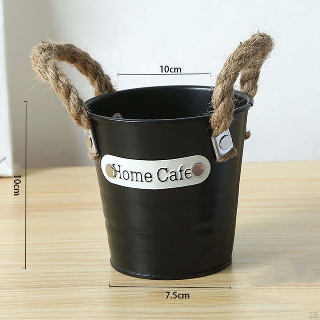 Farmhouse Flower Planter Metal Bucket Desktop Storage Barrel Outdoor Indoor Decoration Rustic