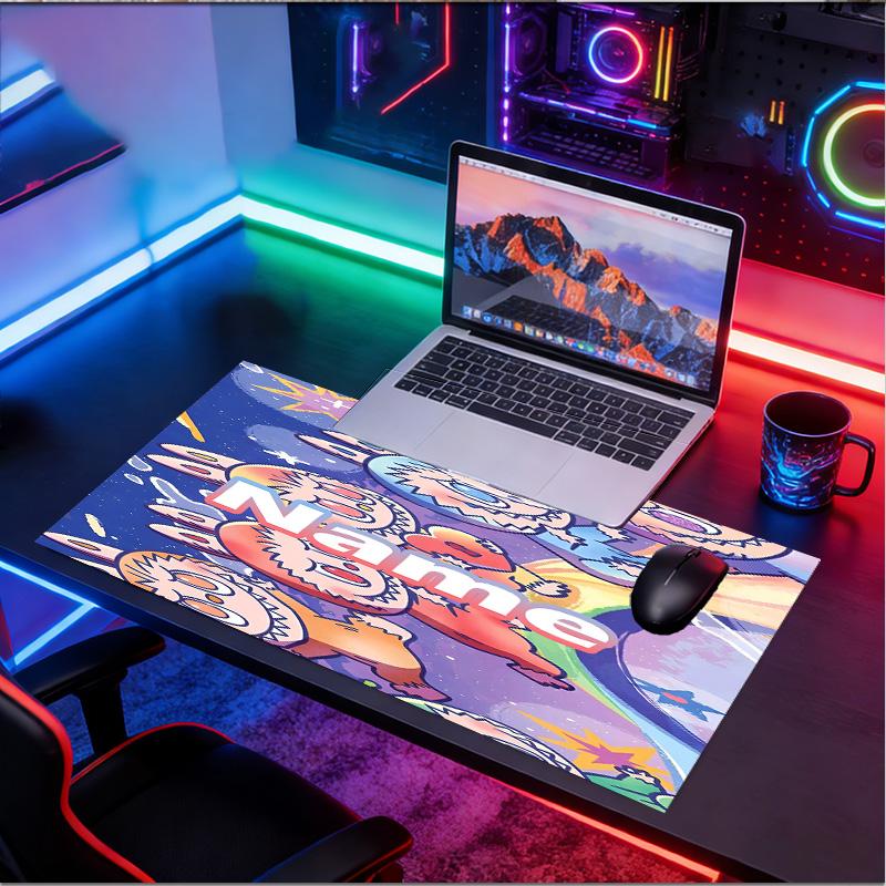 Custom Name Personalized Labubu Pattern Mousepad, Laptop PC Desk Mat, Decorative Desk Mat for Home Keyboard Pad Gift