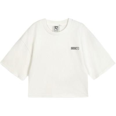 Puma X Rosé Kollaboration Einfarbig Mode Vielseitig Rundhals Kurzarm T-Shirt Mit Kleinem Logo Herren T-Shirts Weiß 633806_77