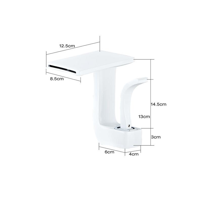 White Gold Waterfall Basin Faucet Brass Deck Mounted Bathroom Washbasin Faucet Creative Single Hole Hot and Cold Wash Basin Tap