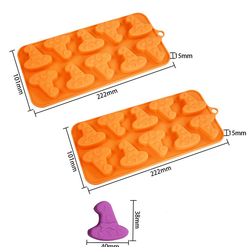 Halloween Candy Chocolate Molds 3D Skull Pumpkin Witch Hat Bat Spider Shape for Baking Chocolate Jelly Gummy Dessert