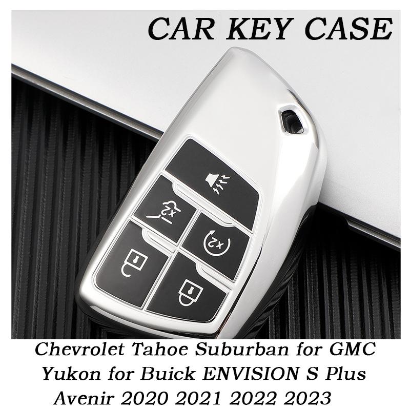 

5 / 6 Button TPU Car Key Cover Case for Chevrolet Tahoe Suburban for GMC Yukon for Buick ENVISION S Plus Avenir 2020 2021 2022 2023 5 buttons білий
