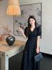 Plus Size Elegant Hollow Patchwork Black Dress, Short Sleeve, French Style, Waist-Cinching Slimming