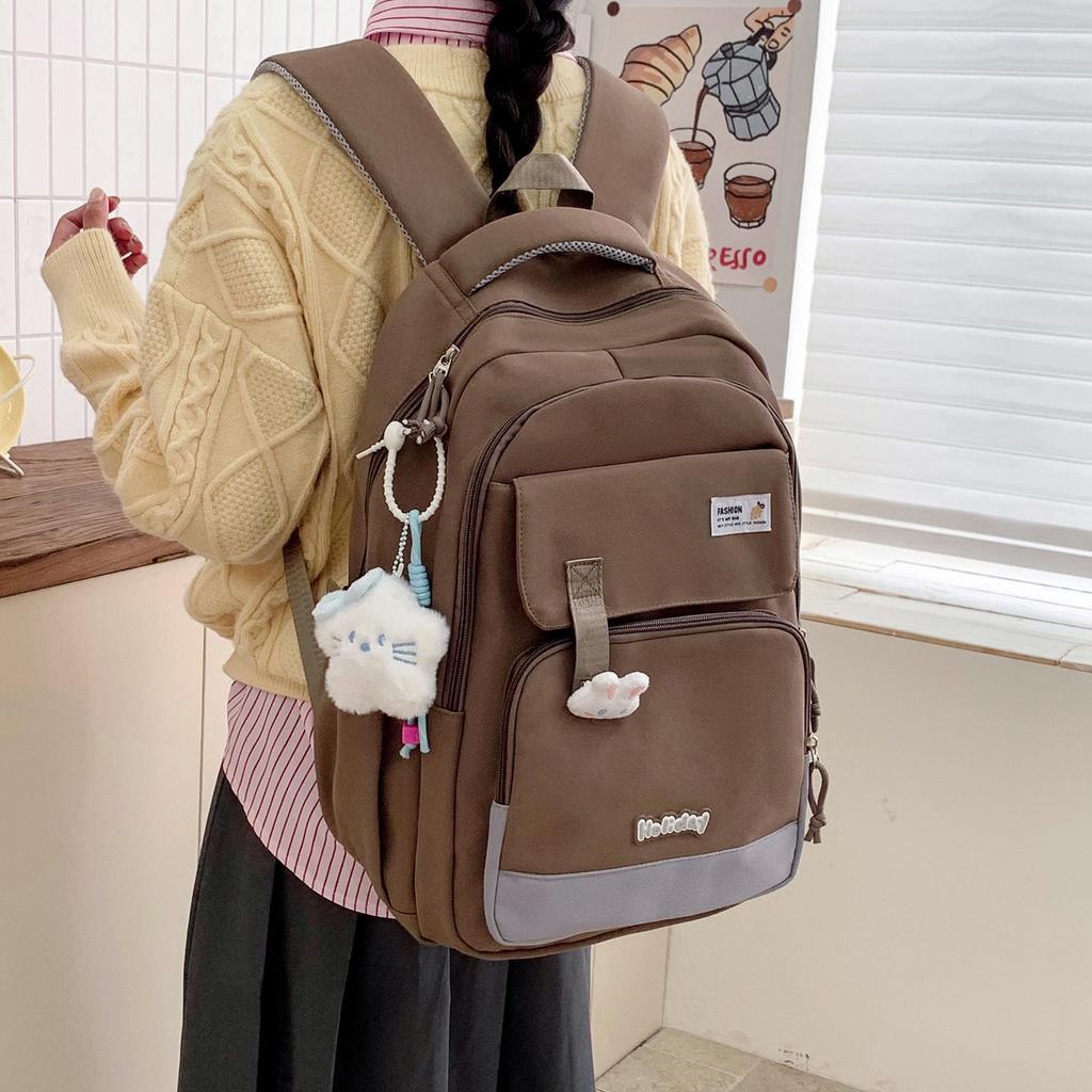Schoolbag Backpack Women's Large Capacity High School Student School Bag Elementary School Junior High School Campus Korean Edition Tide Leisure 