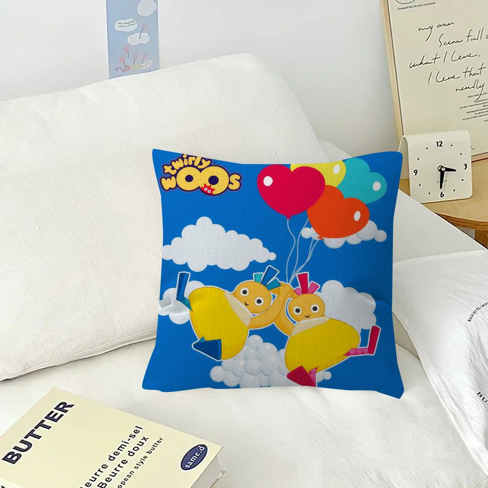 Housse de coussin dessin animé Twirlywoos Housse d'oreiller dessin animé Cadeau Housse de coussin Chambre à coucher Maison Canapé Chaise Siège Décoration housse d'oreiller 40x40cm