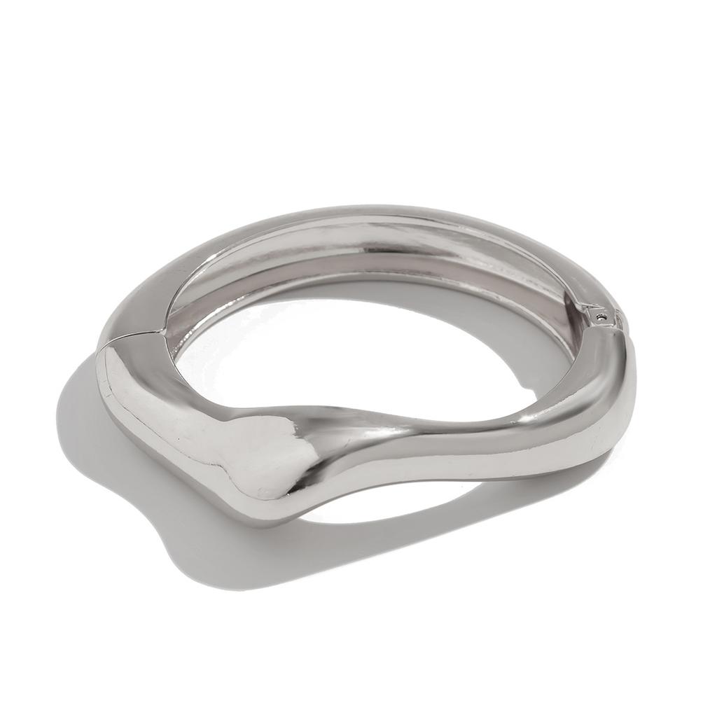 DIEZI Exaggerated Chunky Cuff Wide Bangles Punk Geometric Imitation Pearl Gold Color Heavy Metal Bangles For Women Men Bracelets