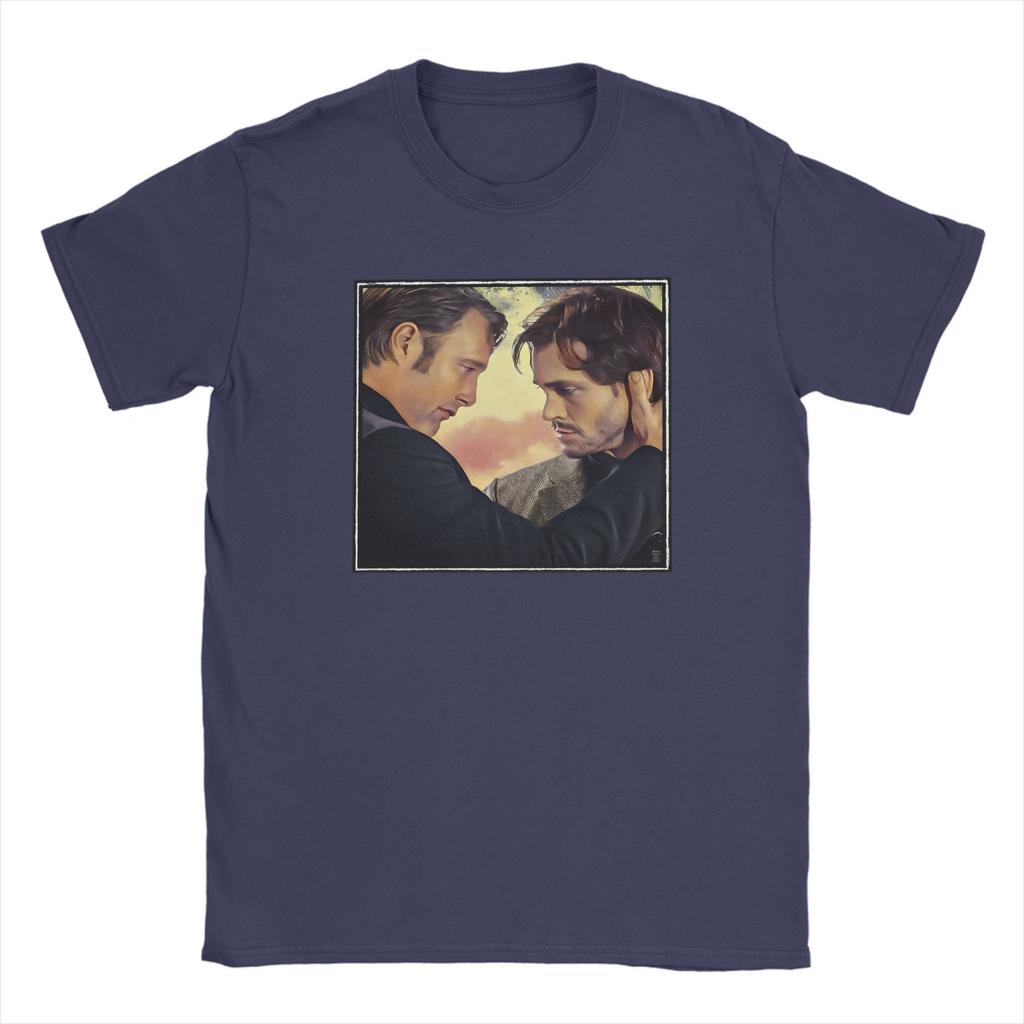 Hannibal und Will Hannigram Sonnenuntergang T-Shirts für Herren Reine Baumwolle Kreative T-Shirts Rundhals Hannibal T-Shirt Kleidung