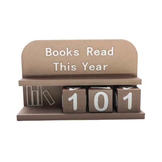 Yousheng 1 Set 3D Printed Reading Tracker Book Read This Year Counter with Number Blocks Reading Nook Decoration for Bookshelf Desk Reading Challenge
