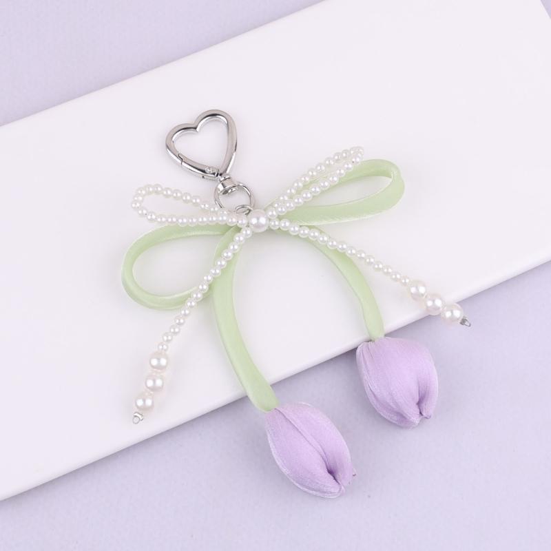 Pearls Bows Bag Charm Pendant Aesthetic Purse Charms Aesthetic keychains Keyring for Women Backpack Purse Handbag Decors