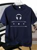 Unisexs Tee Headphone Music Player Bar Graphic Print Cotton Short Sleeve Male Casual Streetwear Outdoor Daily Basic Fashion Tops