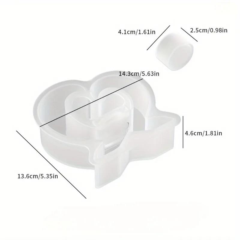 New 1 Pcs DIY Heart Shaped Candle Ornament Silicone Mold Candle Holder Base Ornament Plaster Cement Resin Mold Home Decoration