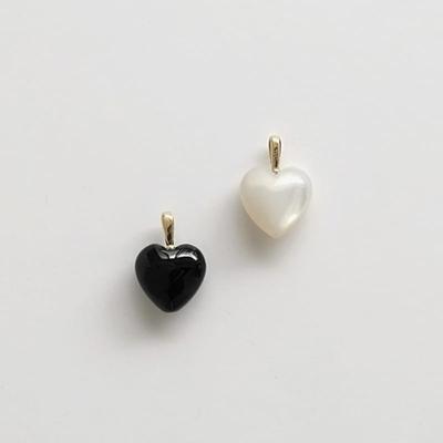Modernlike 14k Gold Black Quartz Onyx Heart Pendant