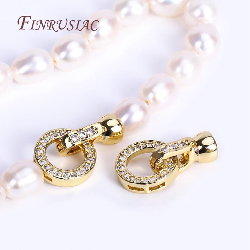 18K Gold Plated Inlaid Zircon Round Fastener Connector Clasps For Necklace Supplies,Beads End Clasps Fastener DIY Jewelry Making