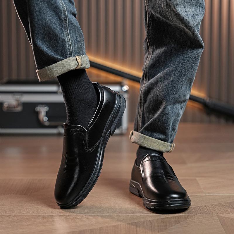 Men's Shoes New Trendy Tower Fashion Business Casual Leather Shoes Breathable Comfortable Lazy One Pedal Men's Leather Shoes