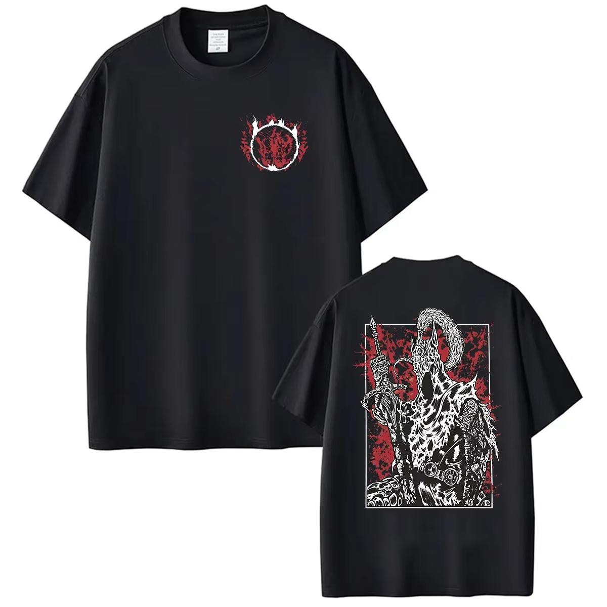 Popular Game Dark Souls Artorias The Abysswalker Themed Vintage Crew Neck Loose Pure Cotton Streetwear T-shirt 4XL