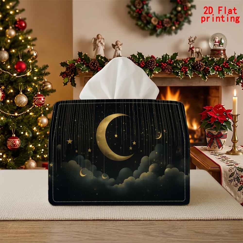 2D Flat 1pc, Tissue Box. Night Sky Star And Pattern Napkin Dispenser, Reusable, Daily Desktop Tissue Organizer, Suitable for Kitchen Living Room Bedro