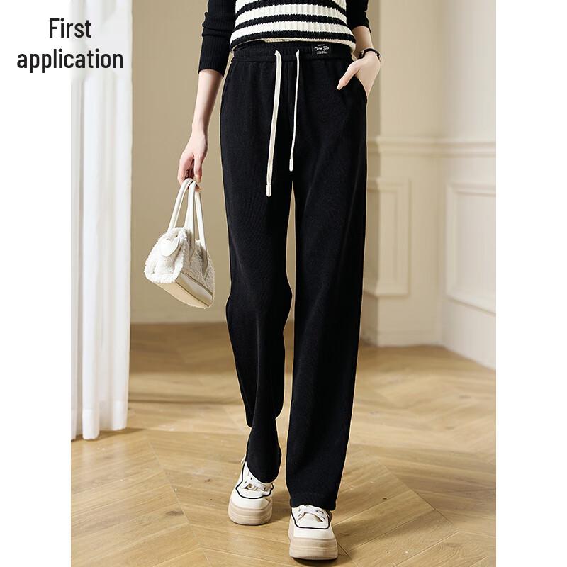 CHUSHEN Women's High-Waist Straight-Leg Casual Sport Pants