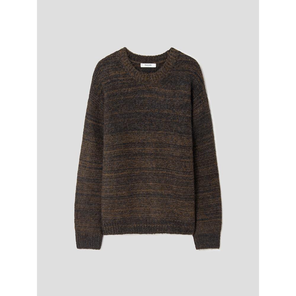 8Seconds Mix Sleeve Volume Round Knit Brown Dark Brown/M