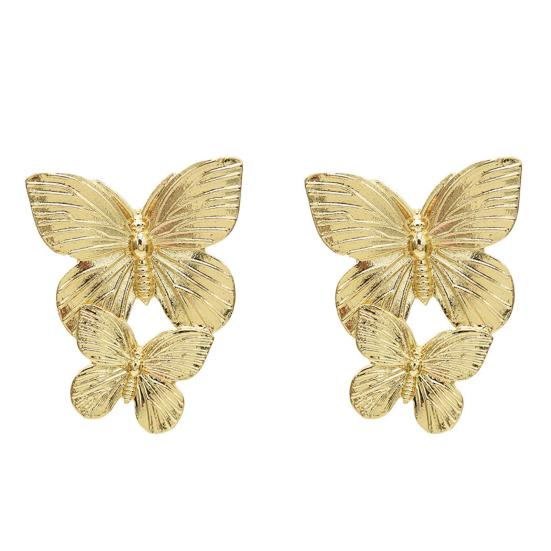 Женские двухслойные линейные серьги-бабочки с длинными кисточками и стразами на крючках one size золотистый