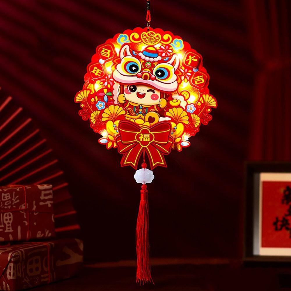 Samodzielnie wykonana Kreskówkowa Lampion na Rok Konia Błogosławieństwo Nowy Rok Szczęśliwy Wisiorek Dekoracja Domowej Imprezy