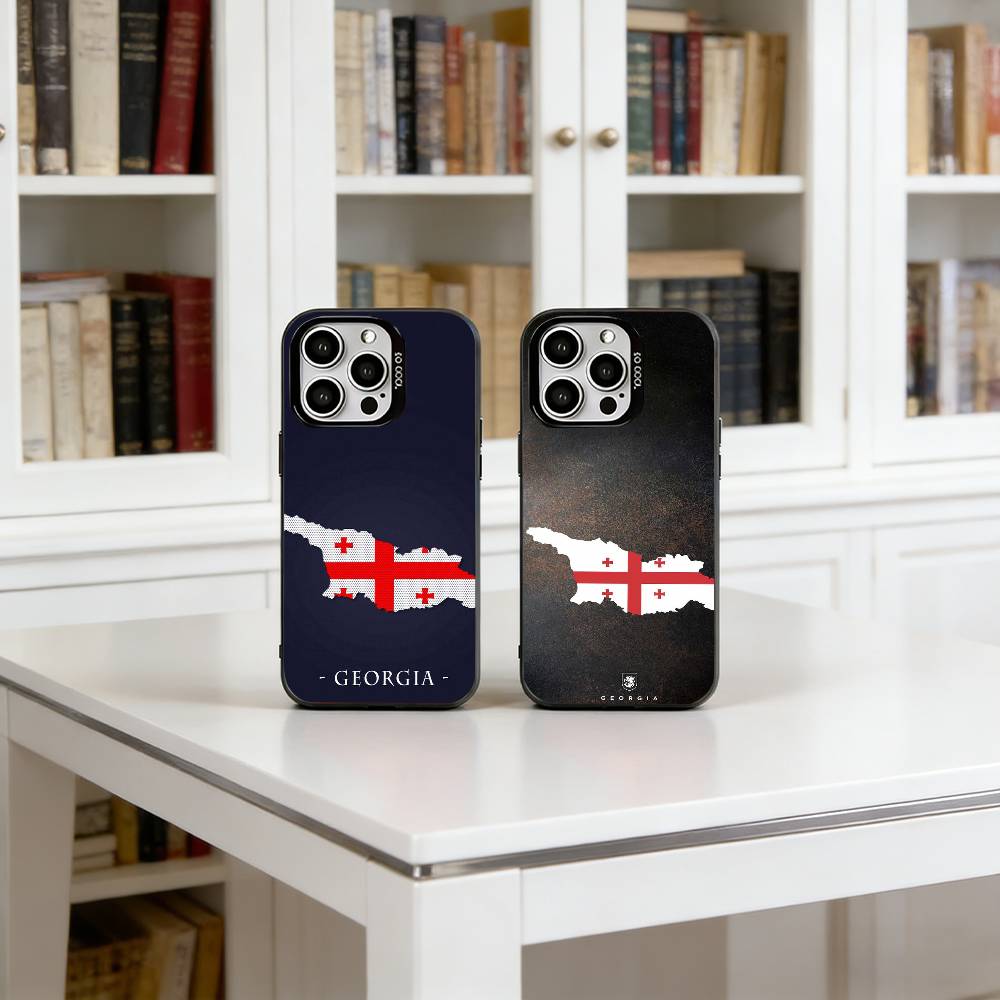 Georgia Flag Phone Case For iPhone 17,16,15,14,13,12,11 Plus,Pro Max,XS,Colorful Silver Phone case Funda Cover
