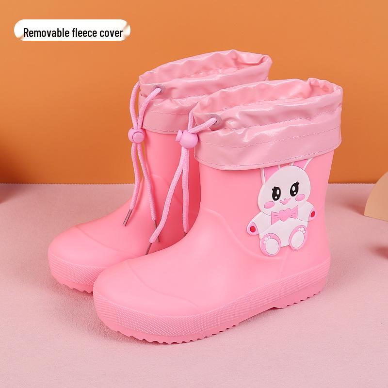 Feng Qing Fan Kids' Waterproof Rain Boots with Non-slip Sole and Elastic Cuff - Cartoon Design for Toddlers