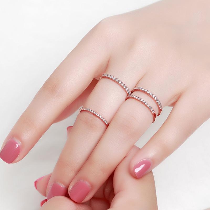 18K Rose Gold s925 Sterling Silver Cubic Zirconia Index Finger Ring for Women – Simulated Diamond Tail Ring