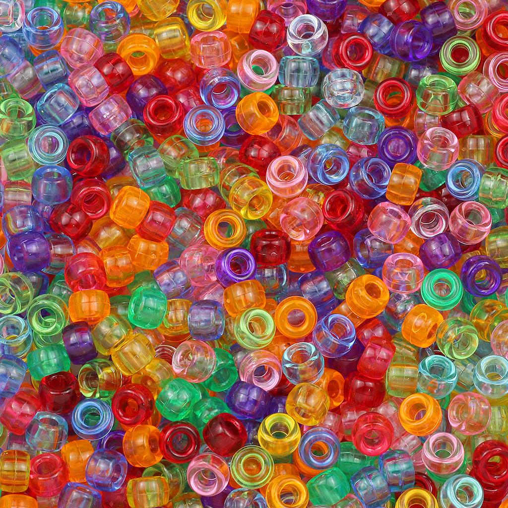 200-1200Pcs multi-colored Large Hole Pony Beads Plastic Beads For Bracelets Making DIY Crafts Jewelry Key Chains And Decorations