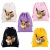 Pokemons Canvas Drawstring Bags Anime Figures Pikachu Eevee Gengar Cartoon Print Handbags Kids Birthday Party Candy Gift Bag