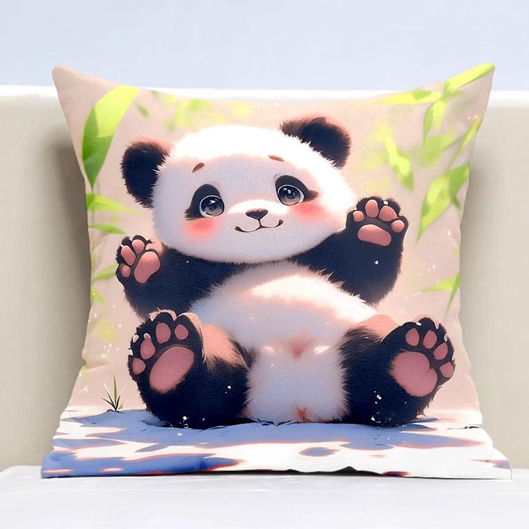 Cute Panda Pillowcase Dormitory Decoration Office Living Room Sofa Home Pillowcase