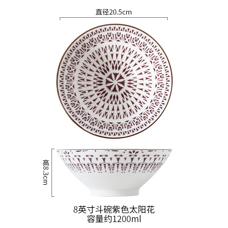 

8-дюймовая керамическая миска для рамена в японском стиле, миска для супа с лапшой, подглазурная роспись, для использования в ресторане