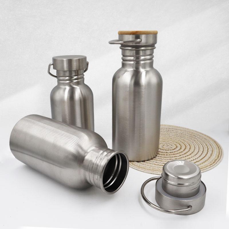 Stainless Steel Water Bottle with Bamboo Lid, BPA Free Portable Sports Flask for Outdoor Camping Cycling,350ml-1000ml