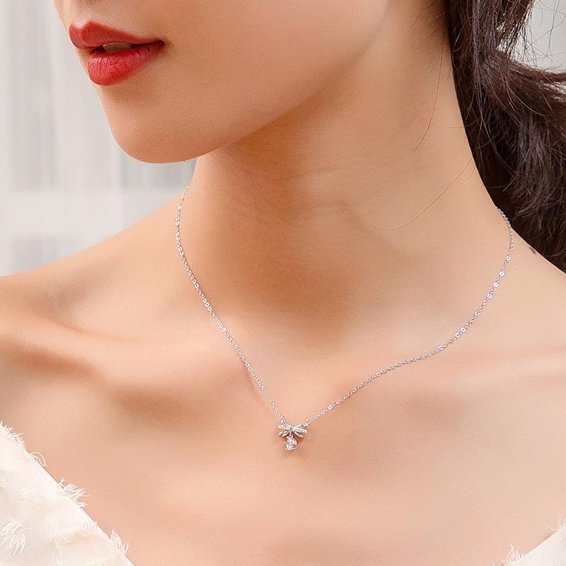 S925 Sterlingsilber Kleine Schmetterlingskette für Damen Süß Frisch Voll Diamant Mikro Inkrustiert Zirkonia Schlüsselbeinkette Silberschmuck