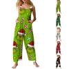 Damen Casual Ärmelloser Baumwoll-Jumpsuit mit Weihnachtsdruck für Feiertagsfeiern