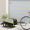 VidaXL Bicycle Trailer Black and Green 30 Kg Iron 94039