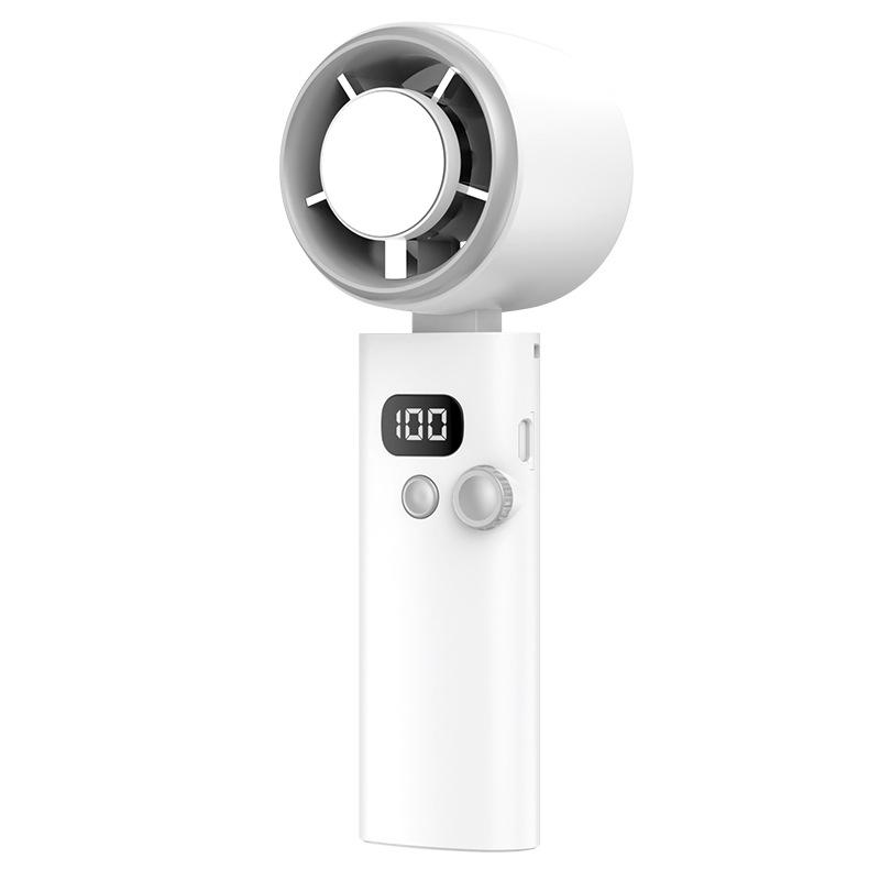 

100-Gear Mini Handheld Turbo Fan: Portable Folding USB with Digital Display for Ultra-High Speed Outdoor Cooling 18.5*6*6.5cm білий