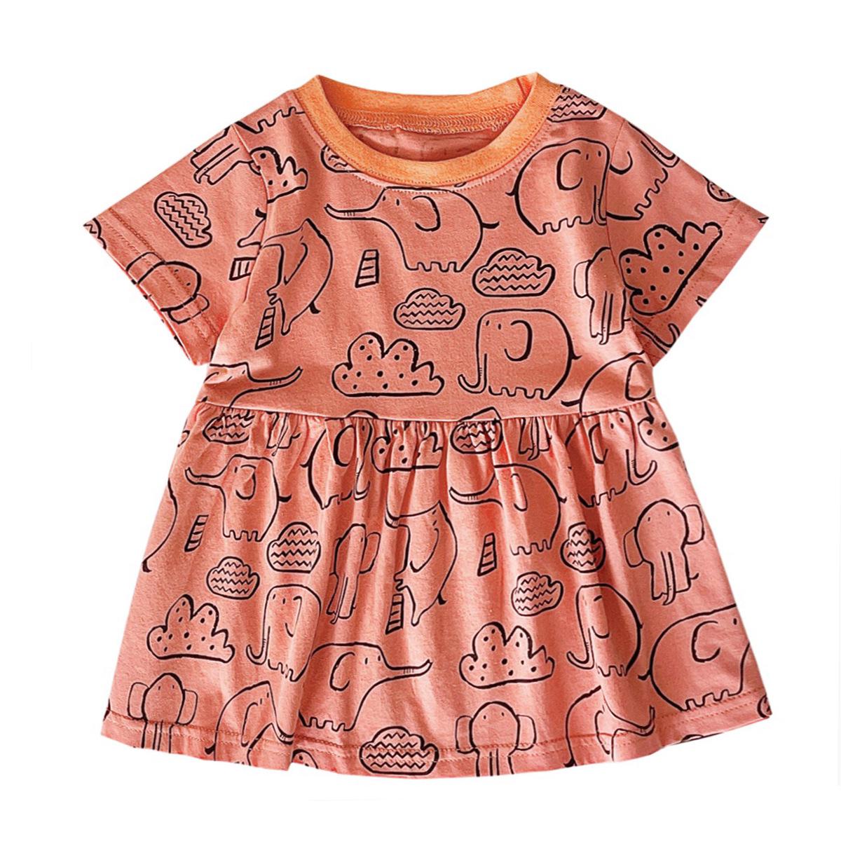 Cartoon Print Summer Dress for Baby Girls - Pure Cotton 2-3 years