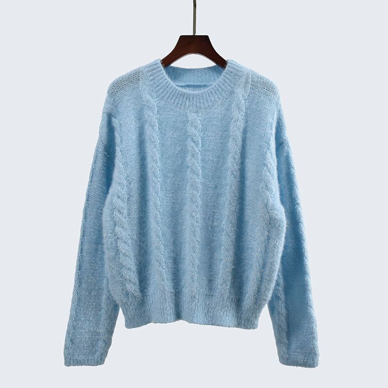 Autumn and Winter Round Neck Loose Idle Style Temperament Slimming Long Sleeve Pullover Thick Soft Glutinous Knitted Bottoming Shirt Women
