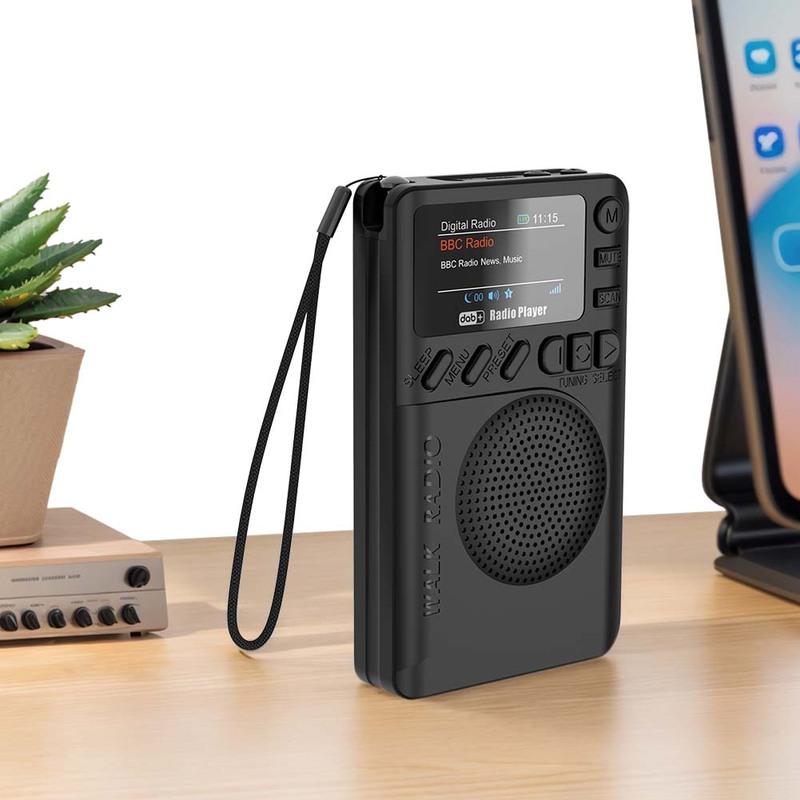 Mini DAB FM Digital Radio with Headphone Jack MP3 Player Rechargeable Color Screen Pocket Radio for Outdoor Camping Hiking