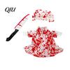 Porch Goose Clothes Halloween Outfit, Blood with Hat & Garden Costume Knife, Horror Style for Haunted House Party Favors Knife