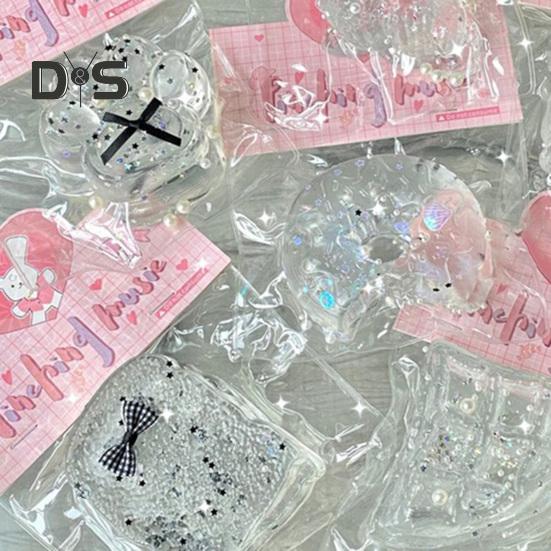 Clear Waffle Squeeze Toy Stress Relief Transparent Donut Toast Croissant Pinch Sensory Toy Kids Teens Adults Soft Stress Ball Cat Paw Fidget Toy