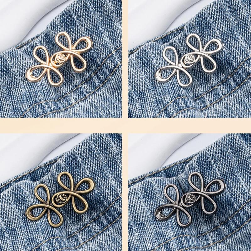Knoflíky do pasu Clover Nastavitelné kovové knoflíky na džíny - Stahovače pro volný denim, Okamžité bez šití pro džínové kalhoty