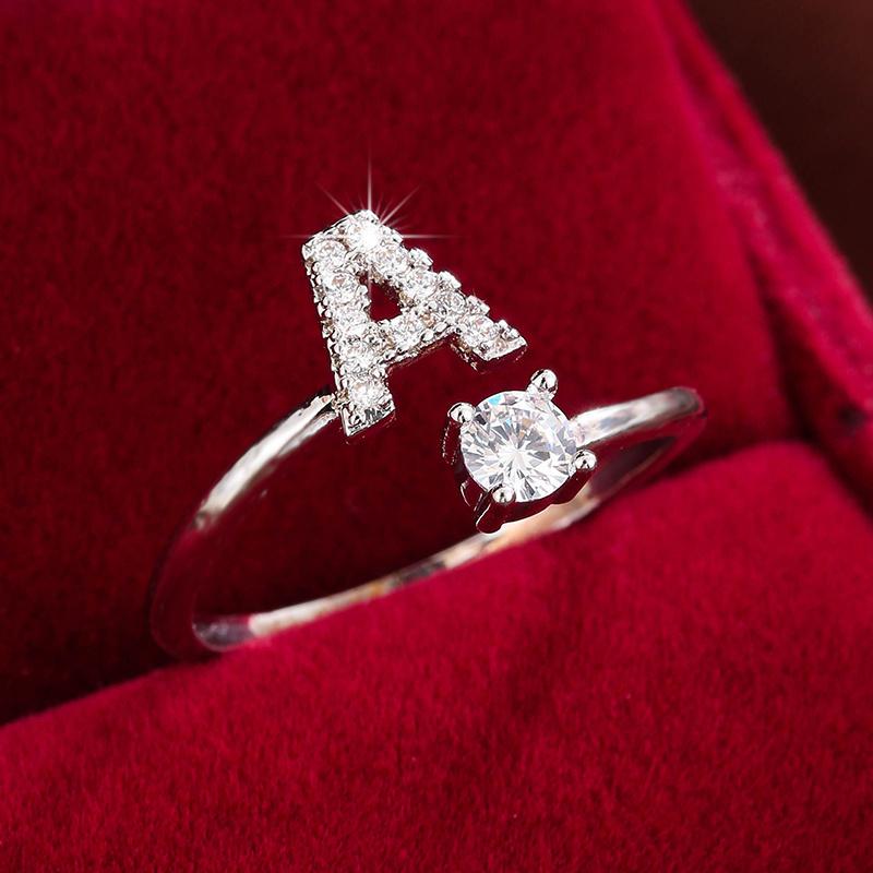 

Trendy Letter Wrap Ring Inlaid Shining You Got An Alphabet to Choose Silvery Or Golden Make Your Call Match Daily Outfits A