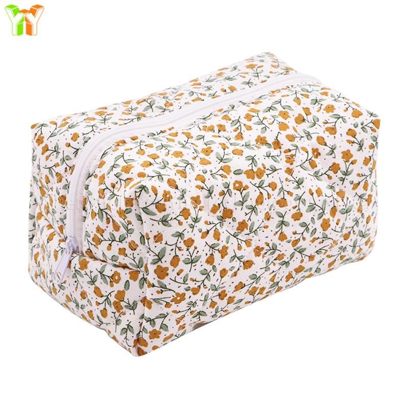 YY Handmade Cotton Makeup Bag for Women Aesthetic Girl for Toiletry Bag with Bow Detail National Style Handmade by Women